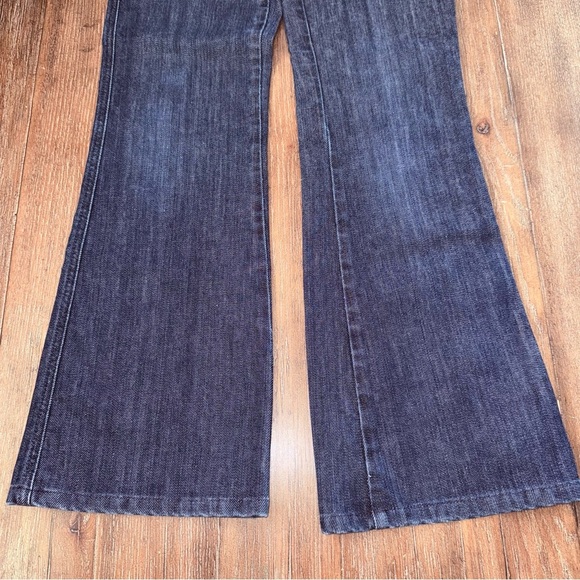 7 For All Mankind Bootcut Jeans Long Low Rise Western Cowgirl Dark Blue Wash - Picture 6 of 9